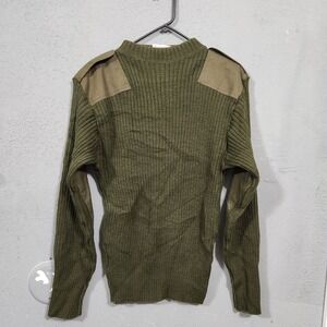 DSCP valor rib sweater service wool with epaulettes men's size 40 olive green